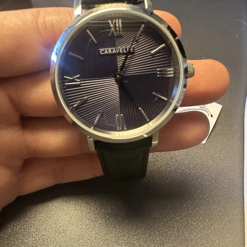 Caravelle By Bulova 43A152 Men's Watch, Blue Dial, Leather