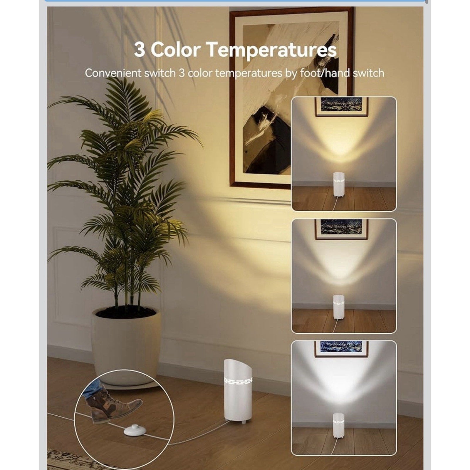 2 Pack Uplights Indoor Floor Can Lights, 3000K/4000K/6000K Spotlight Indoor