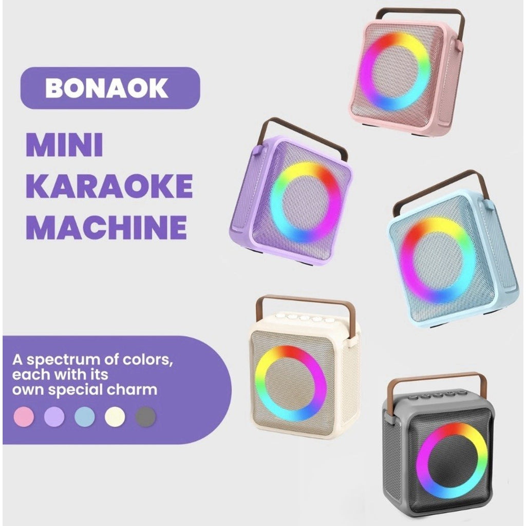 Mini Karaoke Machine for Kids Adults, Portable Bluetooth Speaker with 2 mic