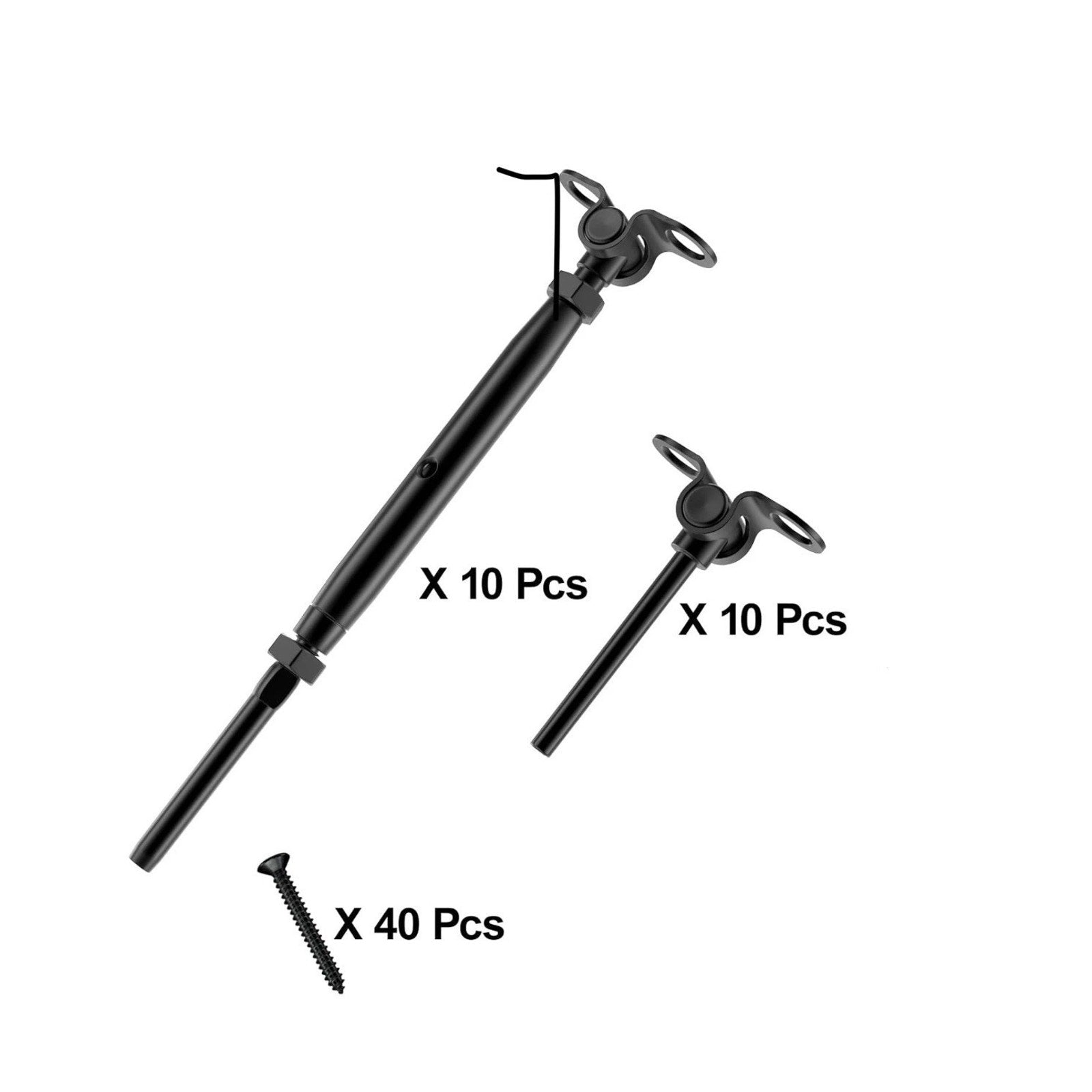 20 1/8" Black Cable Railing T316 Stainless Steel Swage Turnbuckle Hardware Kit