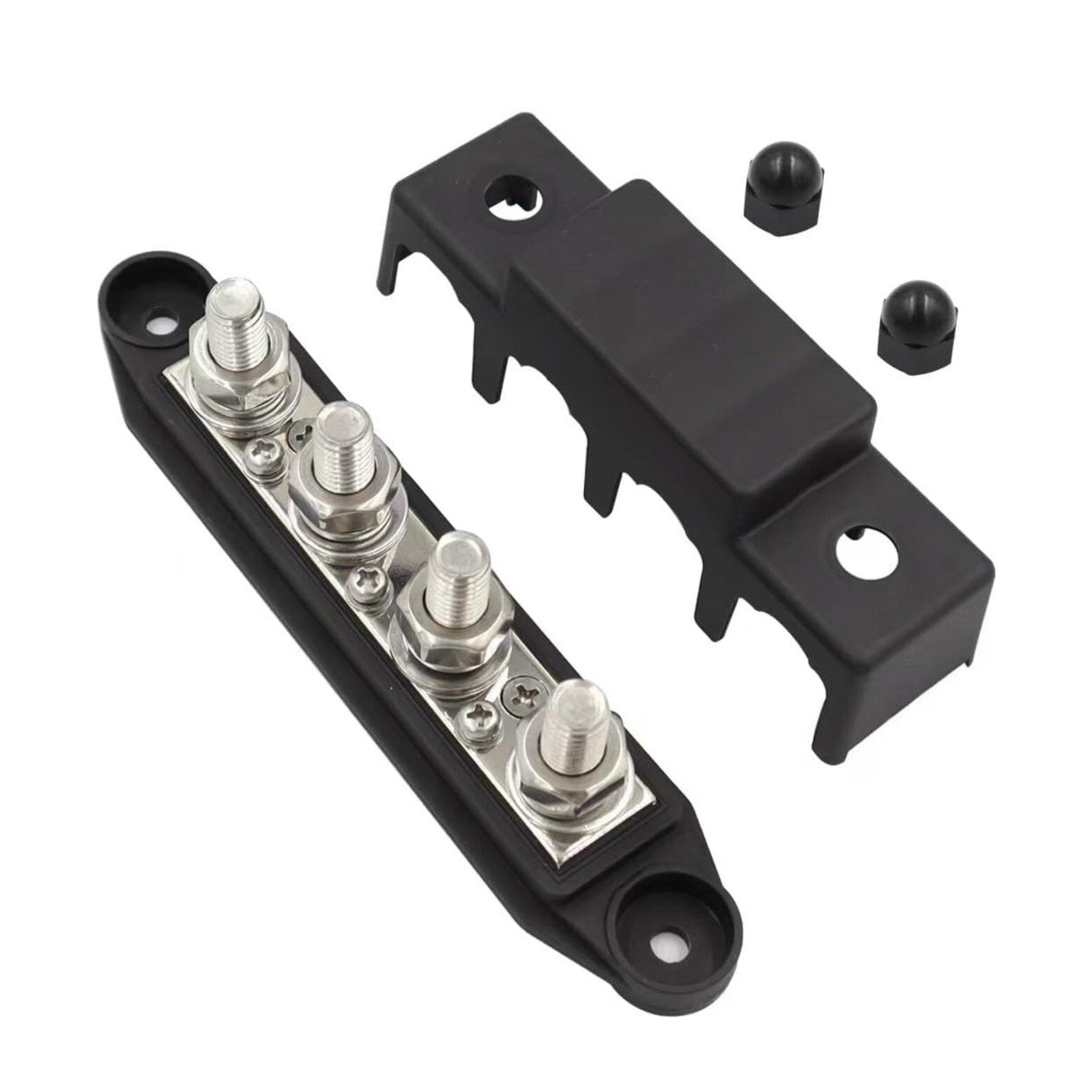 1PC 3/8" M10 4 Stud Power and Ground Distribution Block BUSBAR with Cover 10mm