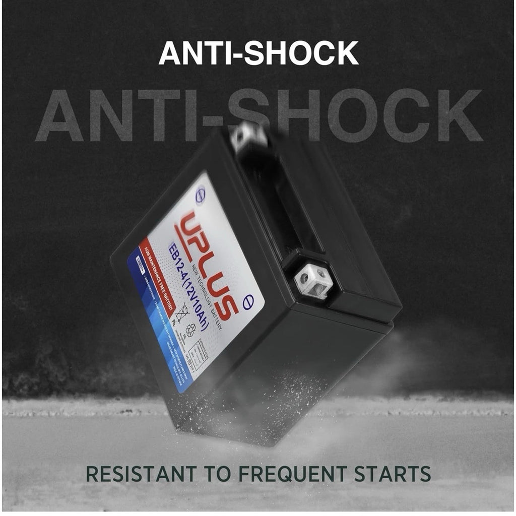 Durable & Safe UPLUS EB12-4 Powersports Battery - 12V Maintenance-Free Design