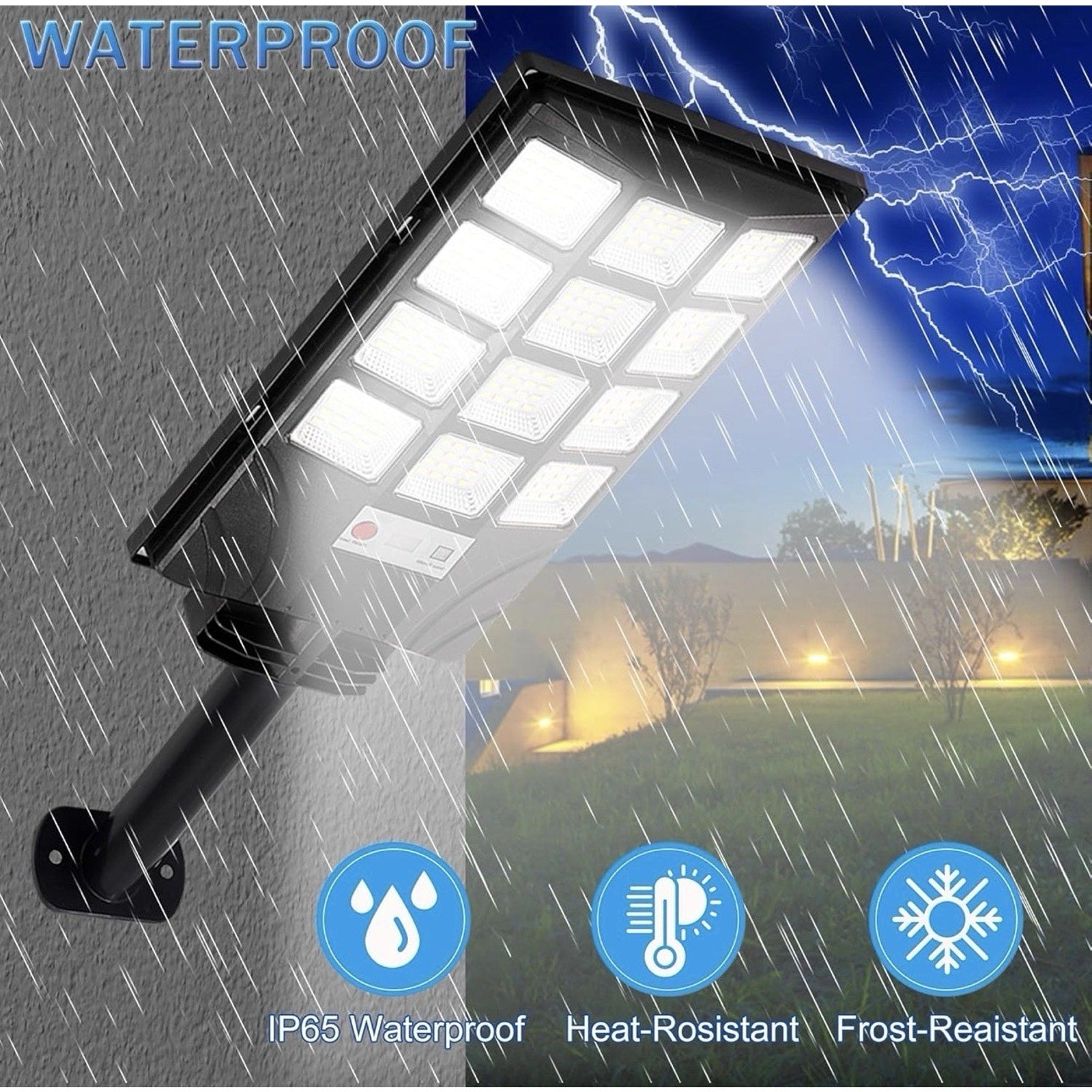 FOWSEEK Solar Street Lights Outdoor Waterproof, 2 Pack High Lumen 6500K, Black