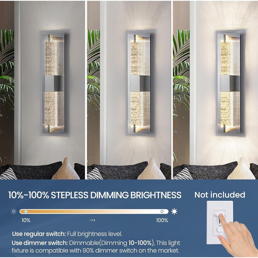 WOSHITU LED Wall Sconce Light: 19 Inch Nickel Modern Sconces Wall Lighting 3000K