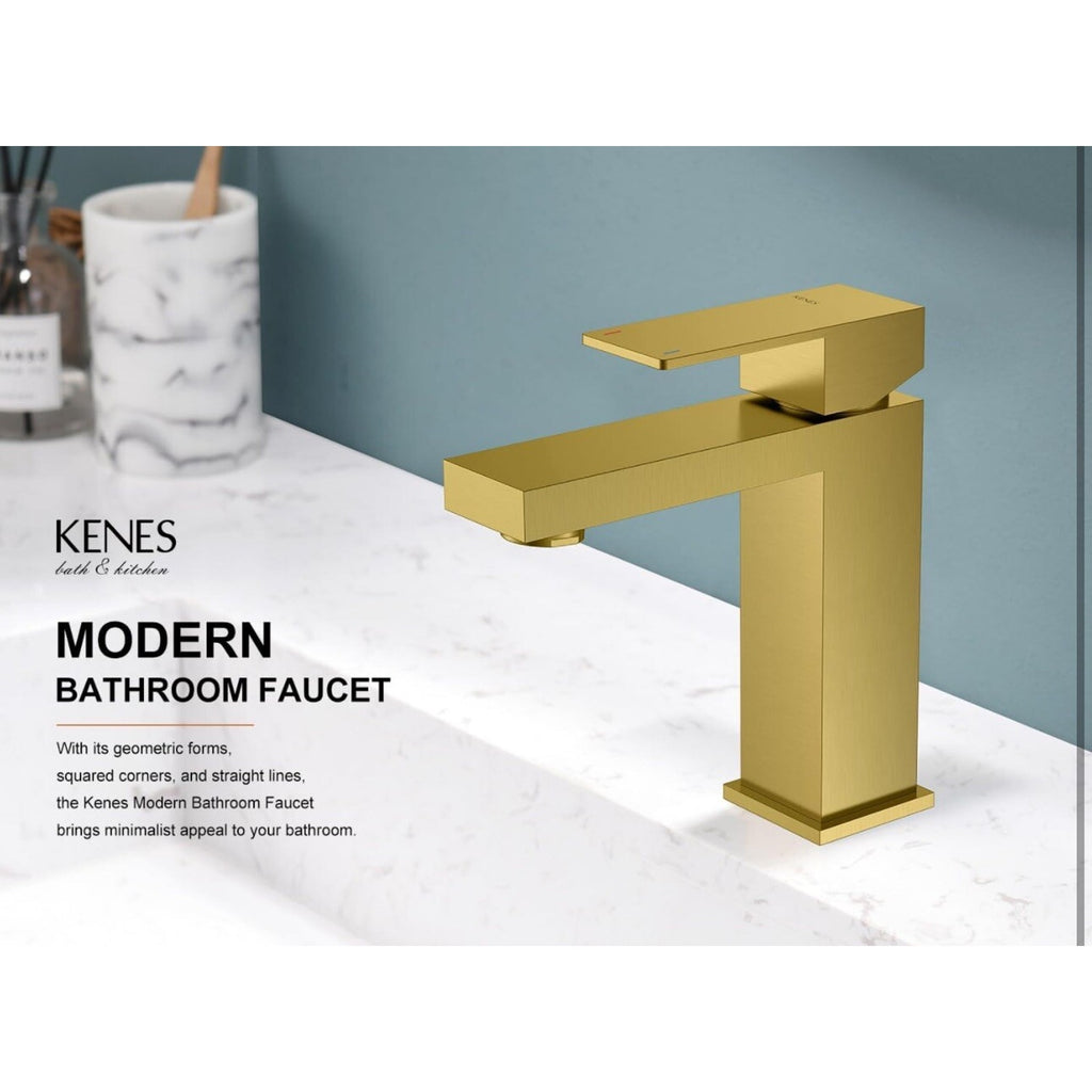 KENES Gold Brushed Single Hole Single Handle Bathroom/Kitchen Faucet