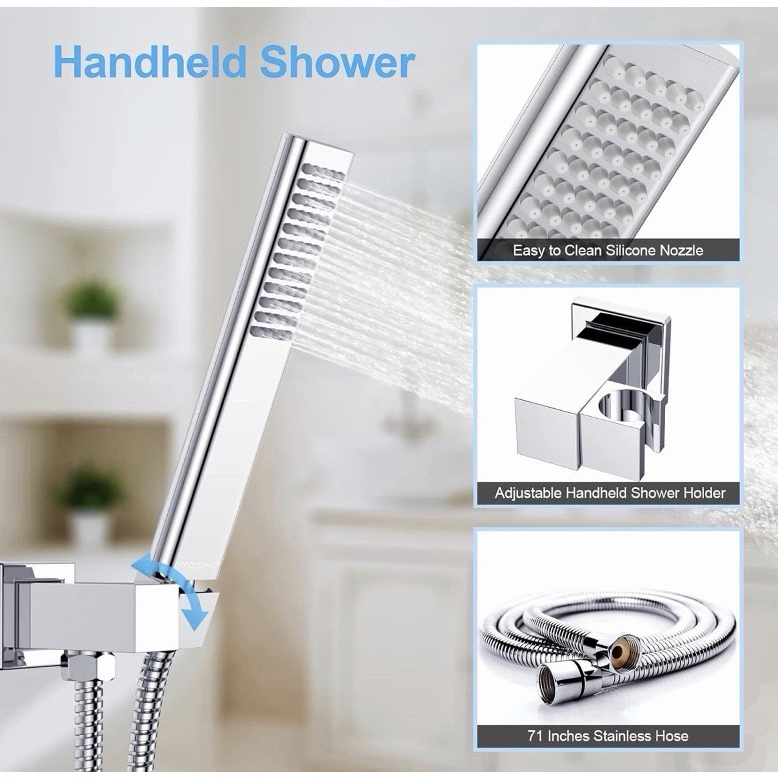 Rain Shower System Shower Faucets Sets Complete with Polished Chrome 10 Inch