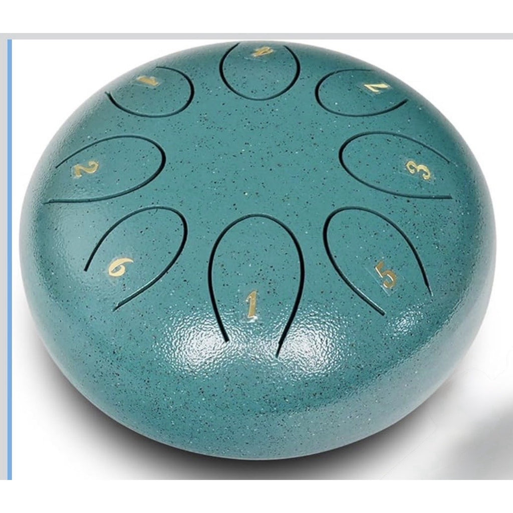 REGIS 6” Steel Tongue Drum, 8 Notes, Calming Meditation Percussion (Malachite)