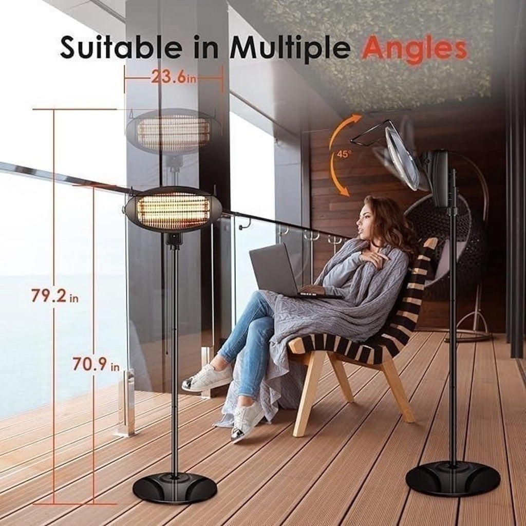 Patio Heater-Height Adjusted 500W/1500W Infrared Outdoor Heater Stand Style