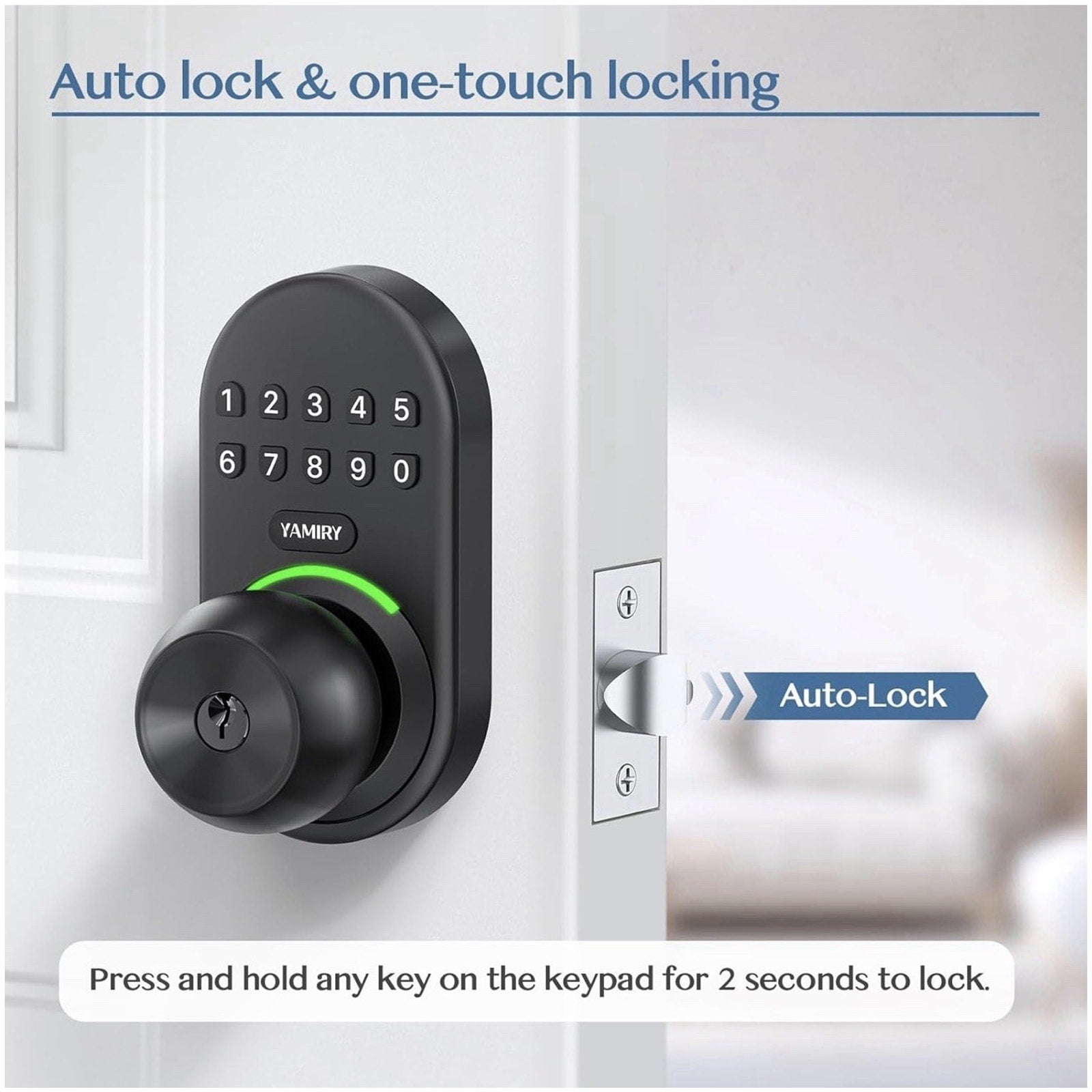 Keypad Smart Door Knob Lock, Yamiry Keyless Entry Digital Lock with Handle