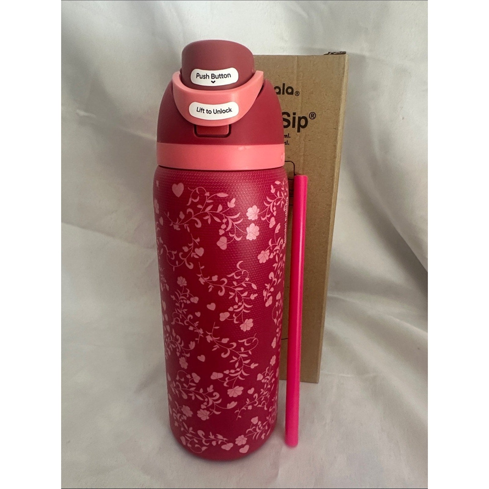 Owala insulated water bottle with a built-in straw. Love Letter 32oz. 2
