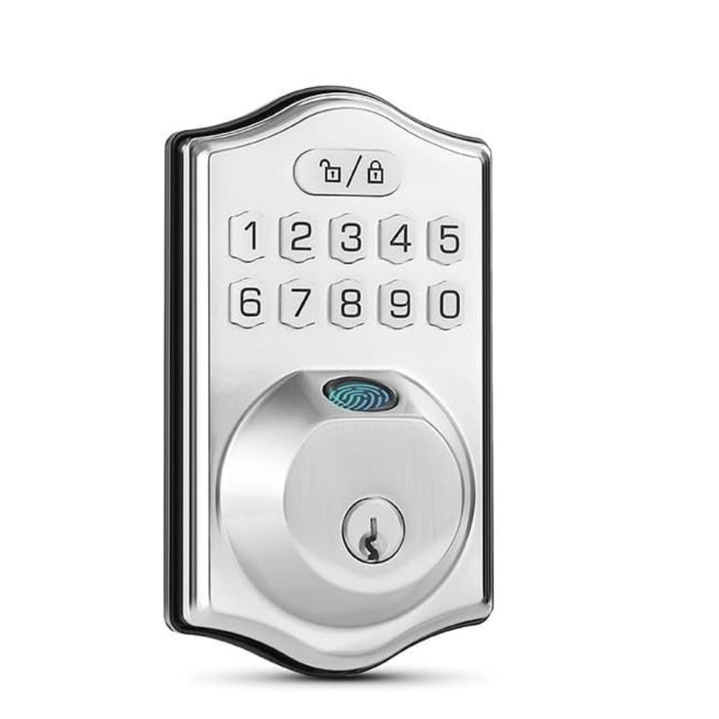 Smart Fingerprint Password Door Lock Waterproof Zinc Alloy Auto Lock- Silver