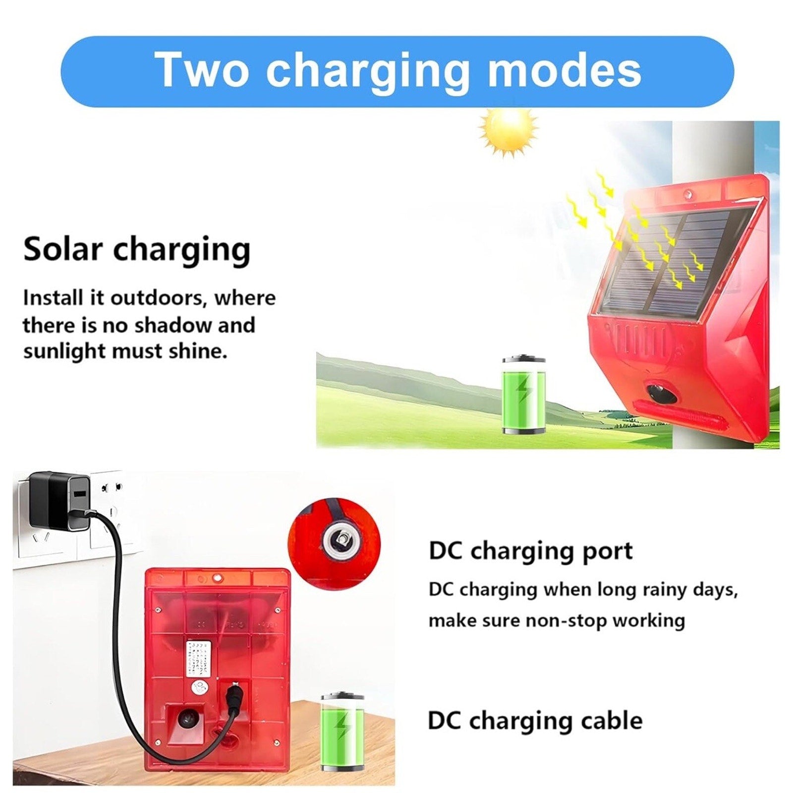 4PCS LED Solar Alarm Light Solar Strobe Light With Remote Motion Sensor Lamp