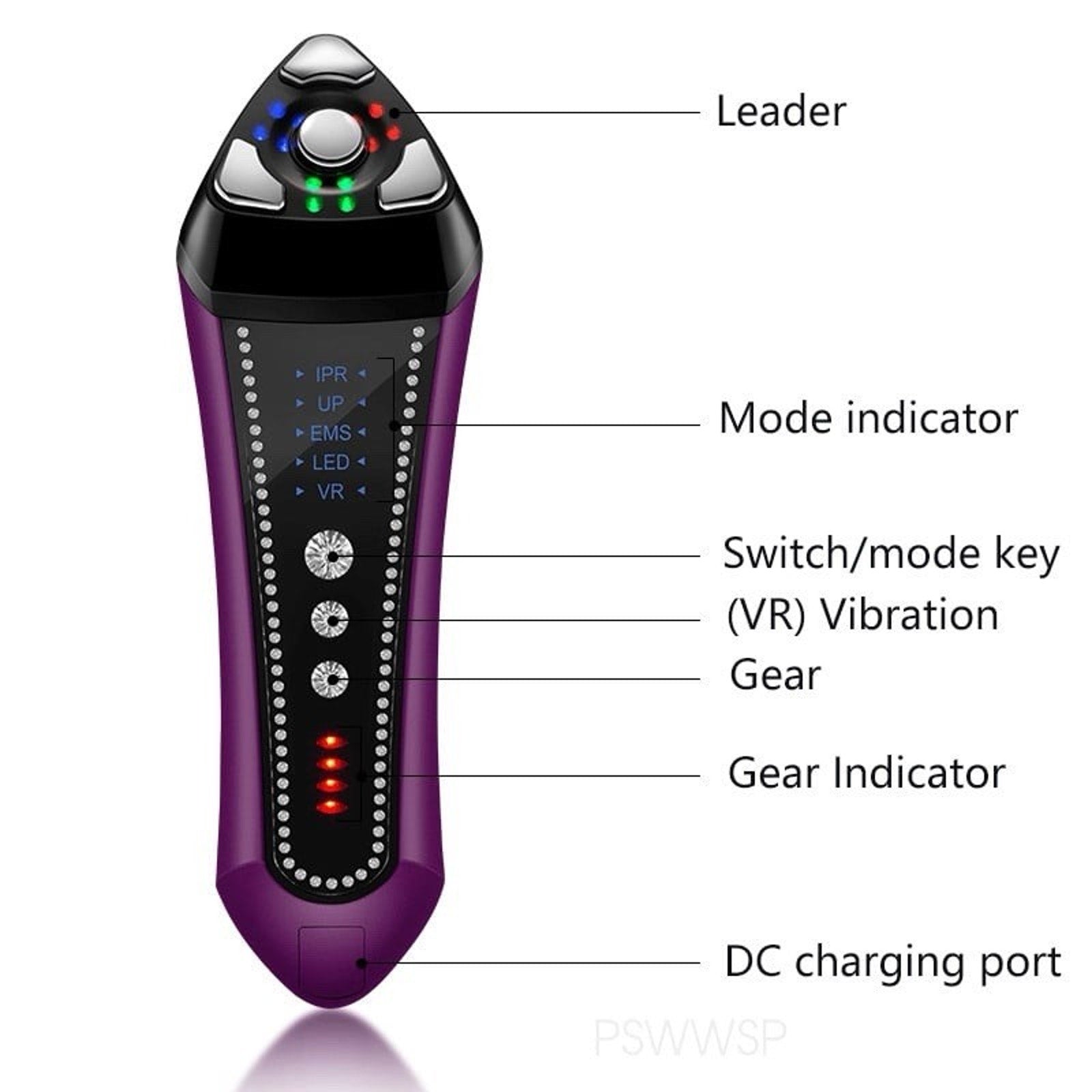 RF Facial Beauty Machine Microcurrent Skin Tightening Fade Wrinkles Red Blue MUF