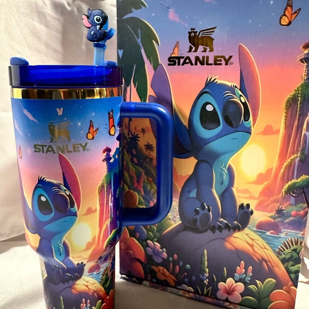Stanley Blue and Gold Stitch Tumbler