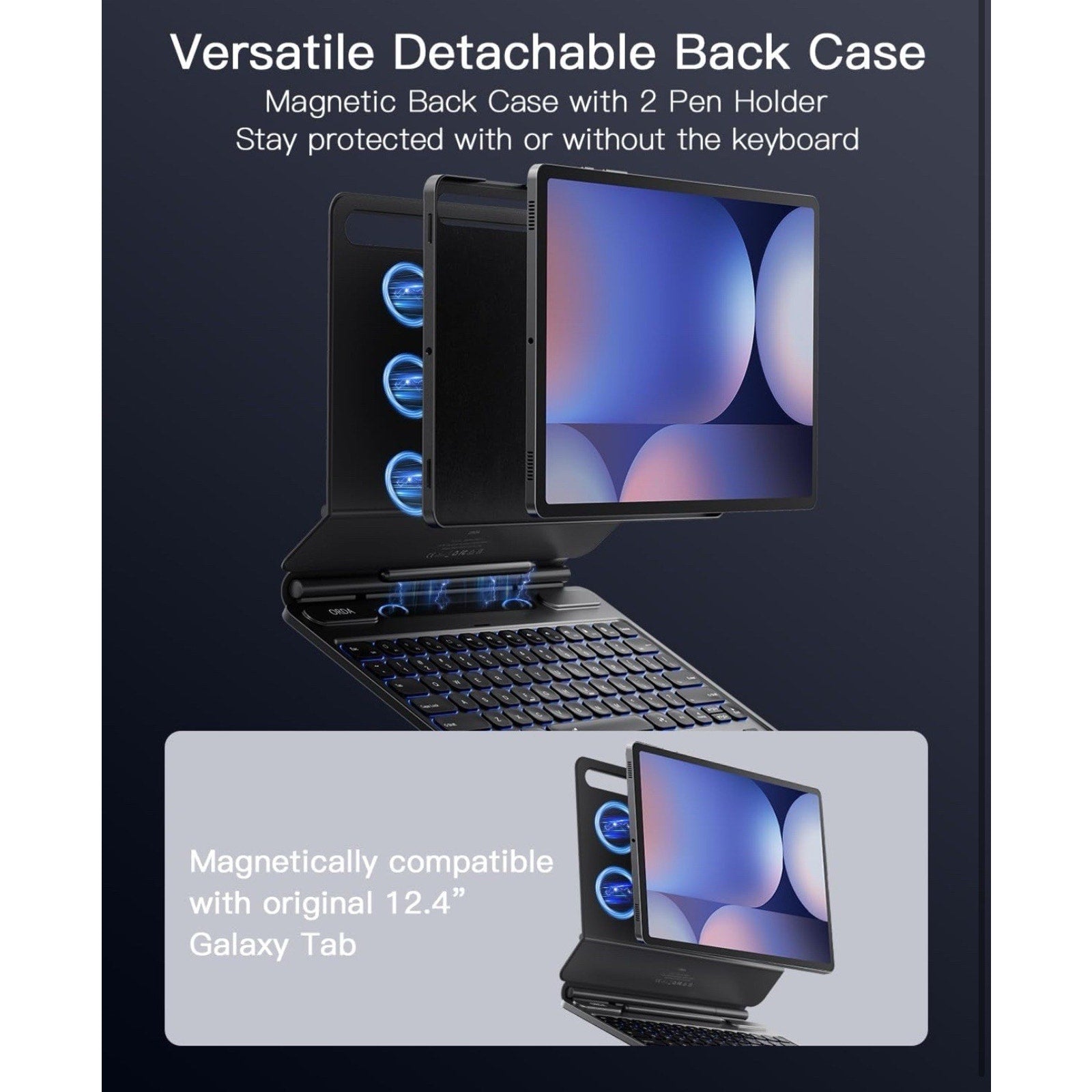ORDA Keyborad Case for Samsung Galaxy Tab S10+, S9+, S9FE+, S8+, S7+, S7FE