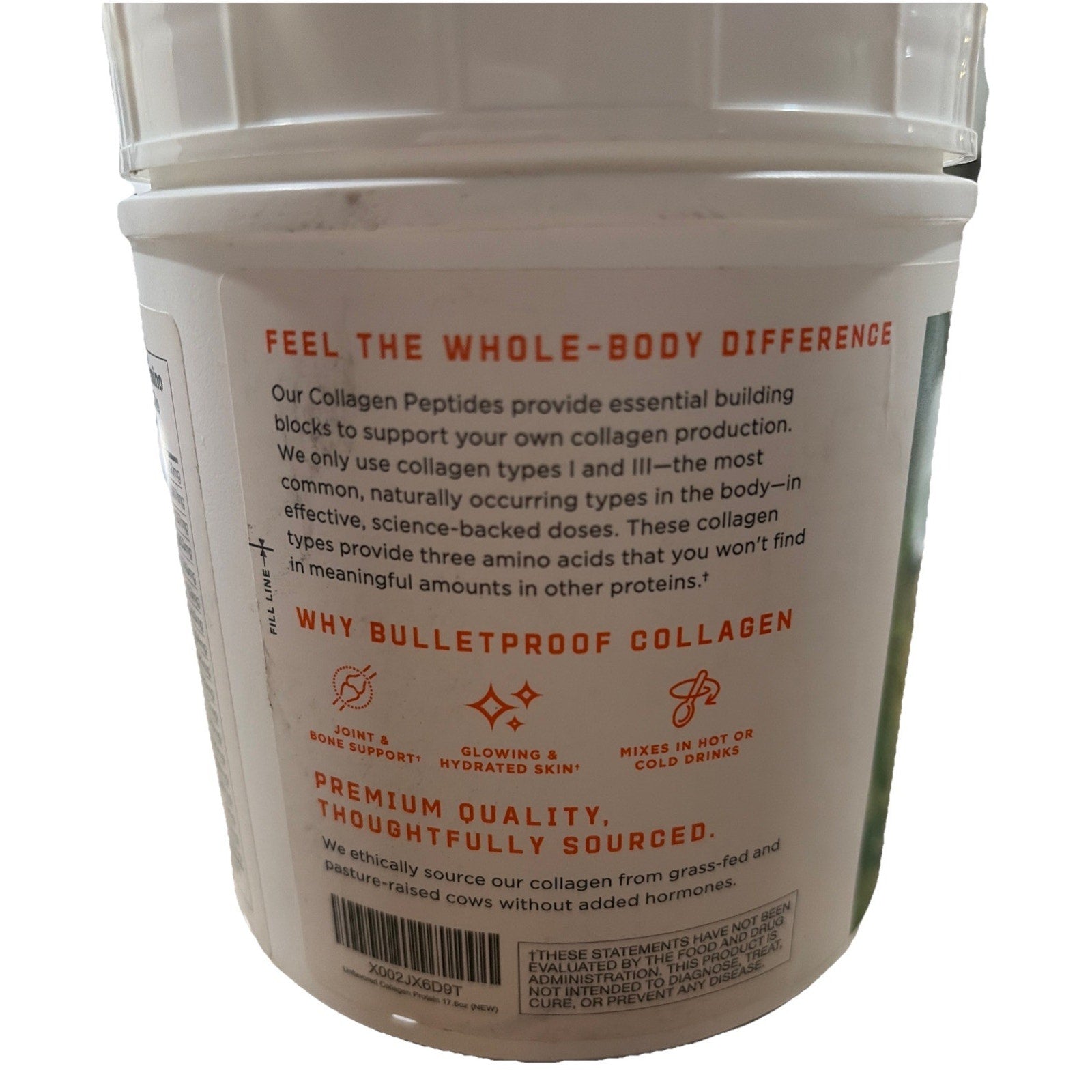 BULLETPROOF COLLAGEN PEPTIDES- 25 SERVINGS 17.6 Oz BB 6/27