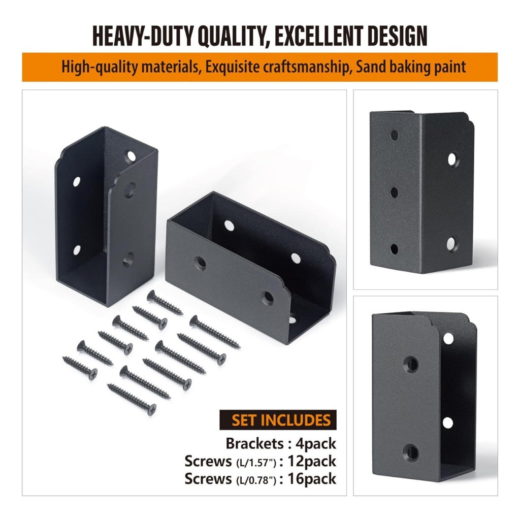 Deck Railing Connectors for 2"X4"(Actual 1.5"X3.5") Railing Wood Post 4,Parallel
