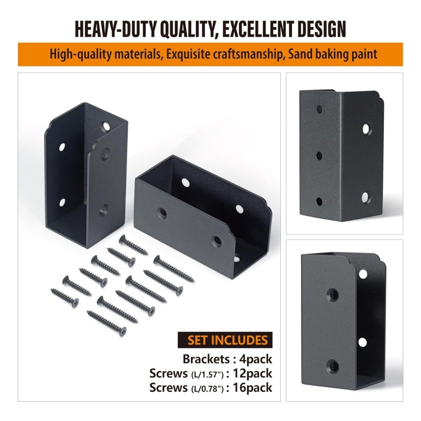 Deck Railing Connectors for 2"X4"(Actual 1.5"X3.5") Railing Wood Post 4,Parallel