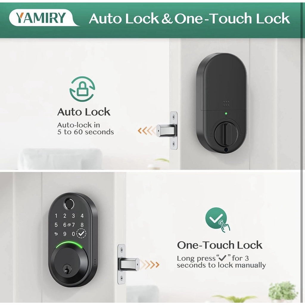 Yamiry Fingerprint Smart Door Lock Keyless Entry Deadbolt Digital Keypad Black