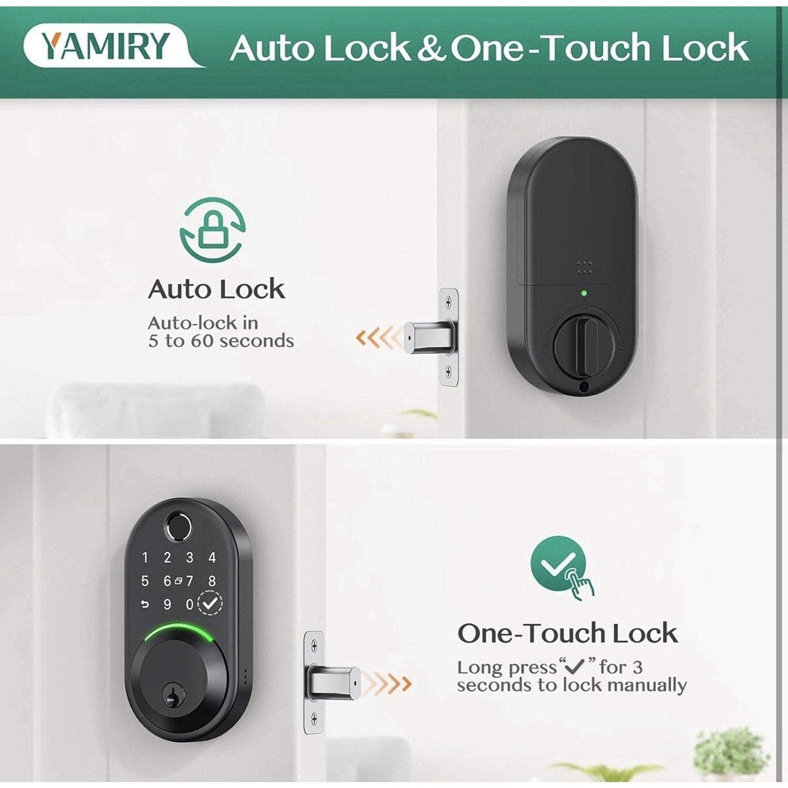 Yamiry Fingerprint Smart Door Lock Keyless Entry Deadbolt Digital Keypad Black