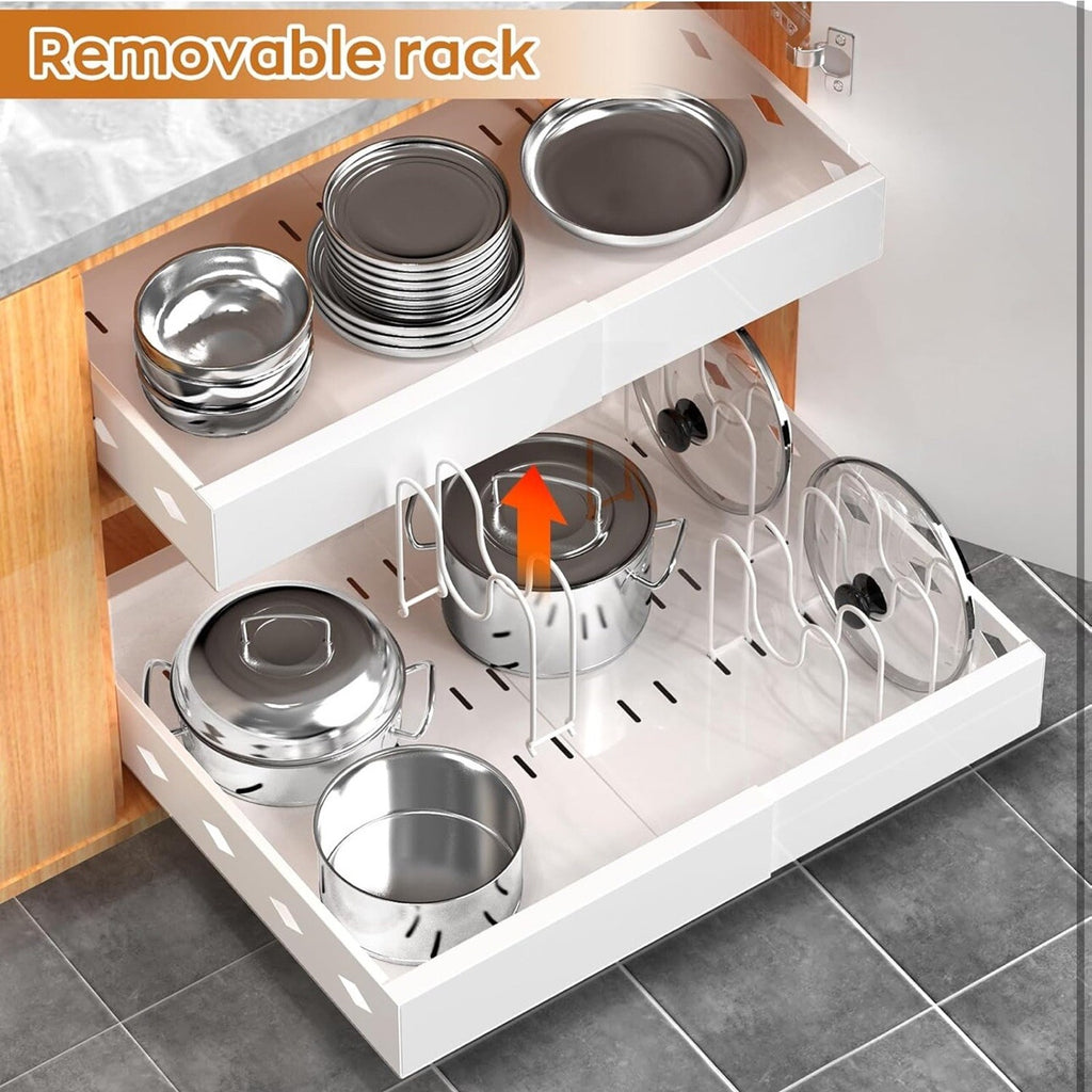 Pull Out Cabinet Organizer, Expandable Pull-out Home Organizers with 4 Dividers