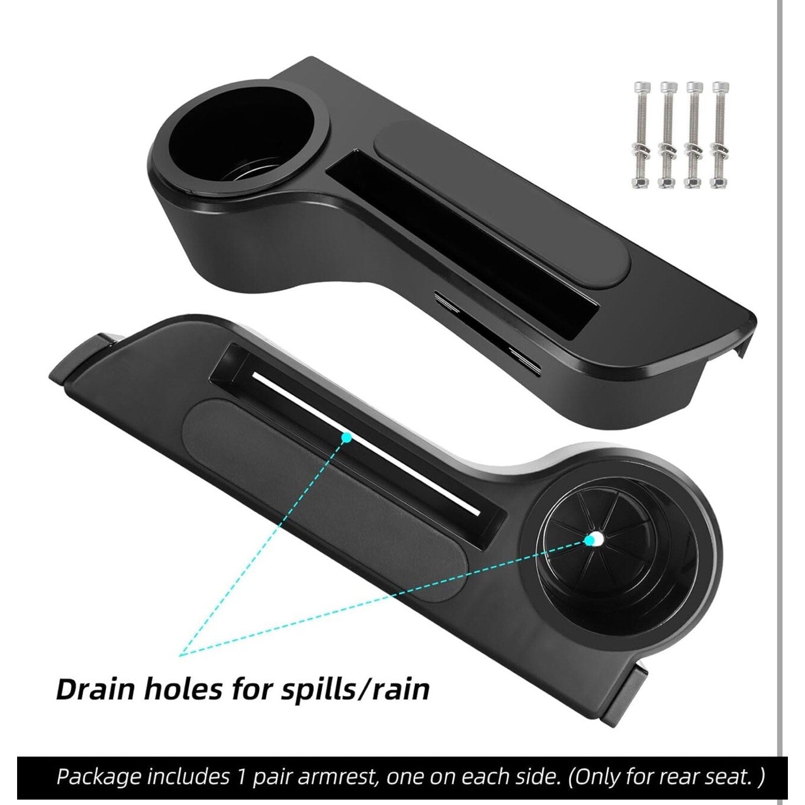 Golf Cart Armrest Cup Holder/Rear Seat Arm Rests Fits EZGO & Most Carts