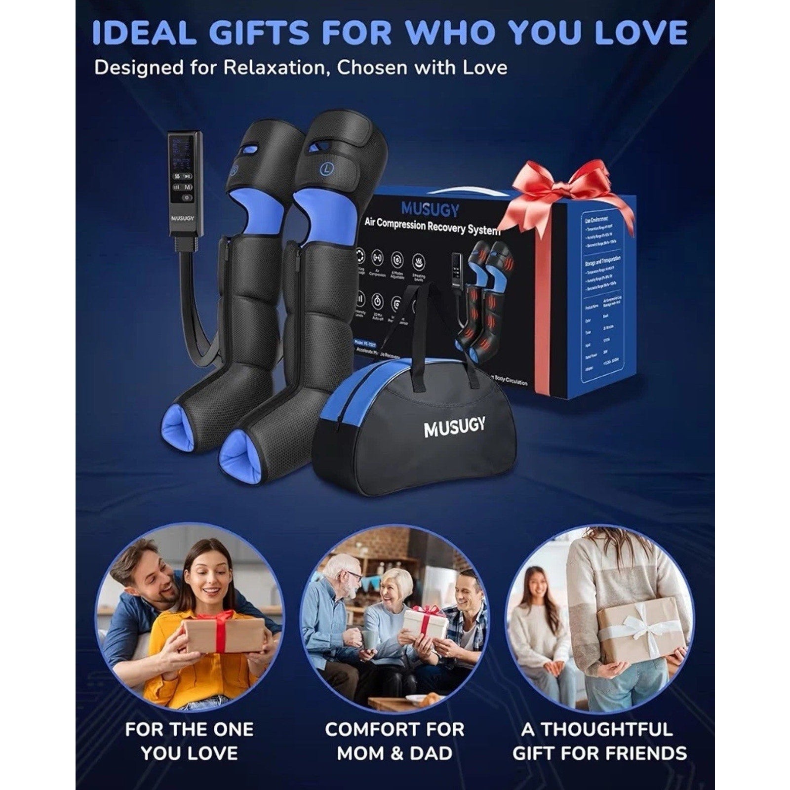 Leg Massager with Heat and Compression : Sequential Compression Boots 6 Modes