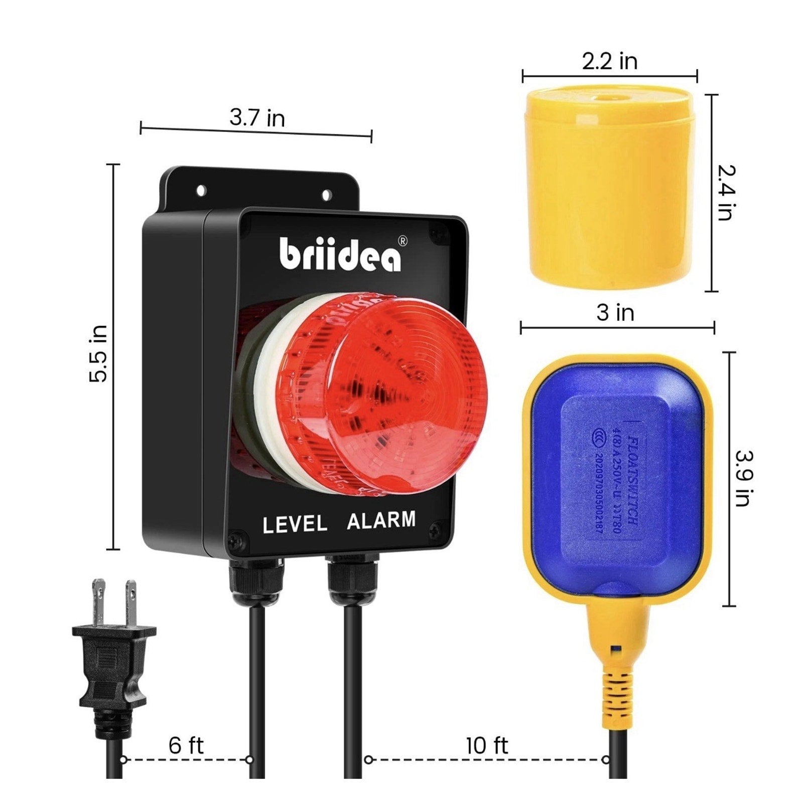 Pump Alarm Indoor Outdoor High Water 10ft Float Switch Sump Led Briidea Septic