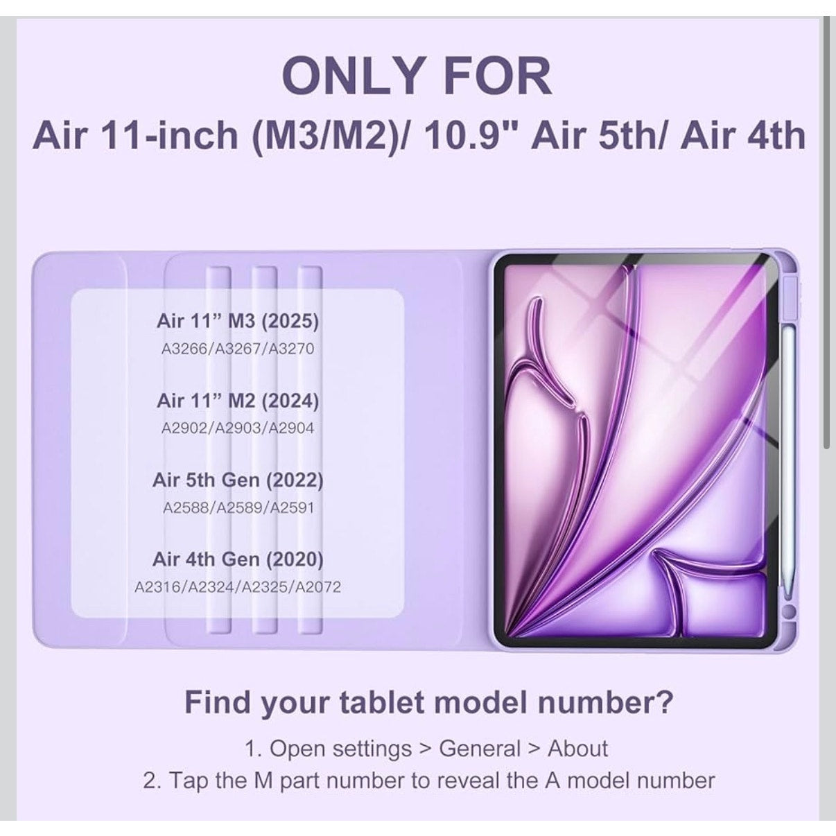Harvopu Keyboard Case Air 11" M3/M2 (2025/2024), Air 5/Air 4 (Purple)