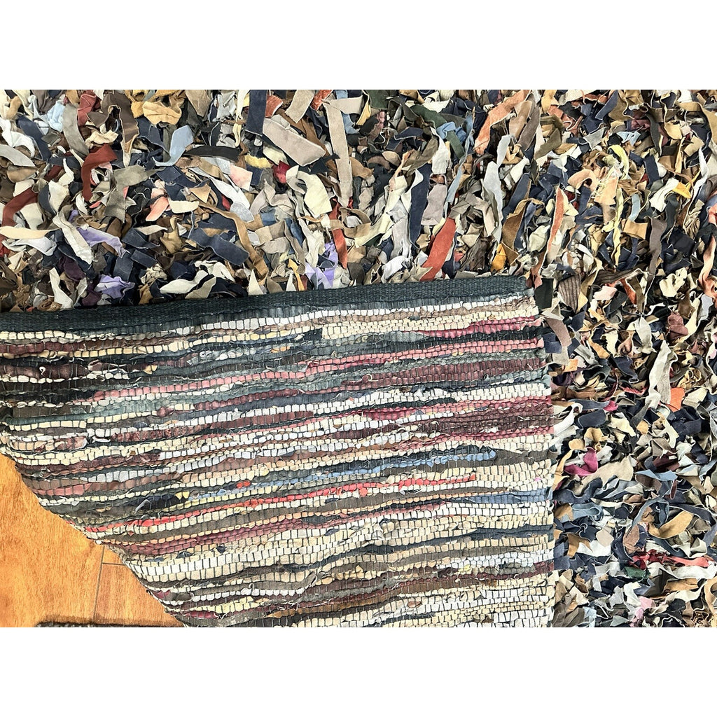 SAFAVIEH Leather Shag Collection Runner Rug 4x6, Hand-Knotted Modern Leather