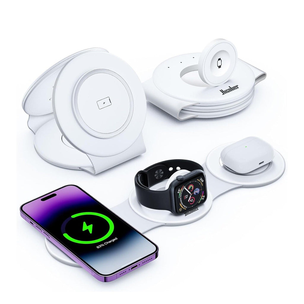 Hicober 3 in 1 Wireless Charging Station for iPhone 15, Magnetic Foldable