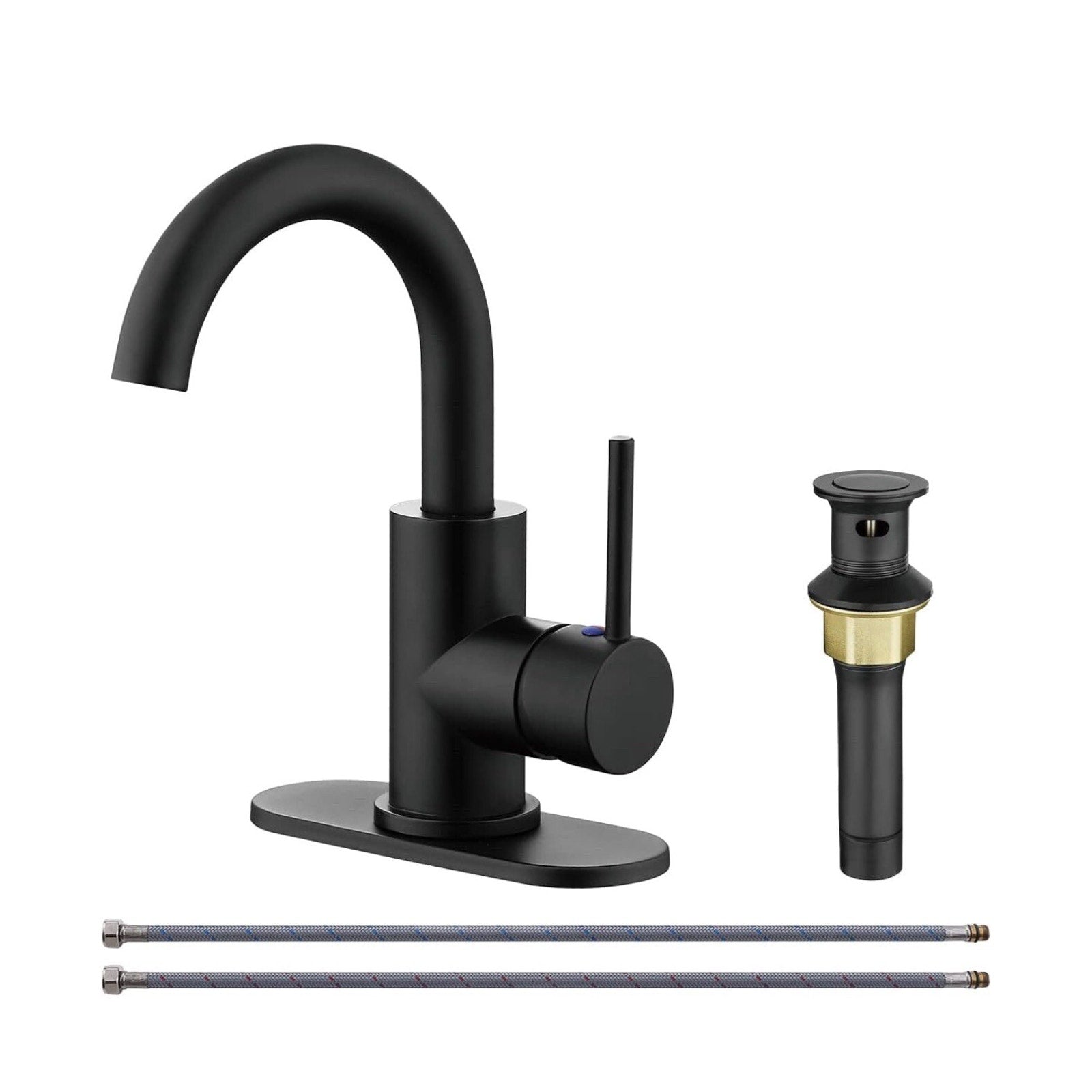 Single-Handle Bathroom Sink Faucet, Swivel Spout, with Pop-Up Drain with Overflo