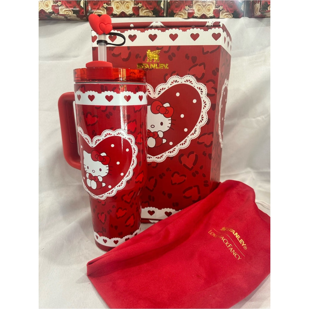 40oz Stanley FlowState tumbler limited edition LoveShackFancy x Hello Kitty Red
