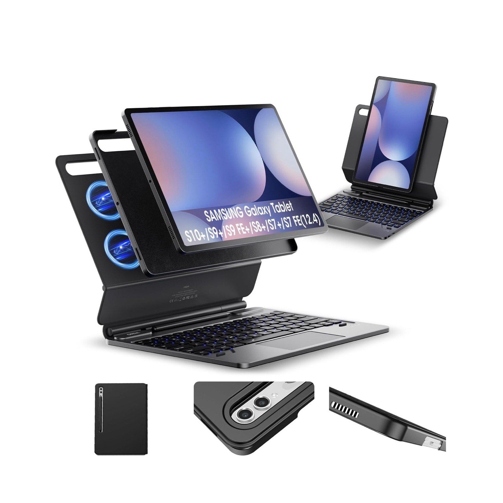 ORDA Keyborad Case for Samsung Galaxy Tab S10+, S9+, S9FE+, S8+, S7+, S7FE