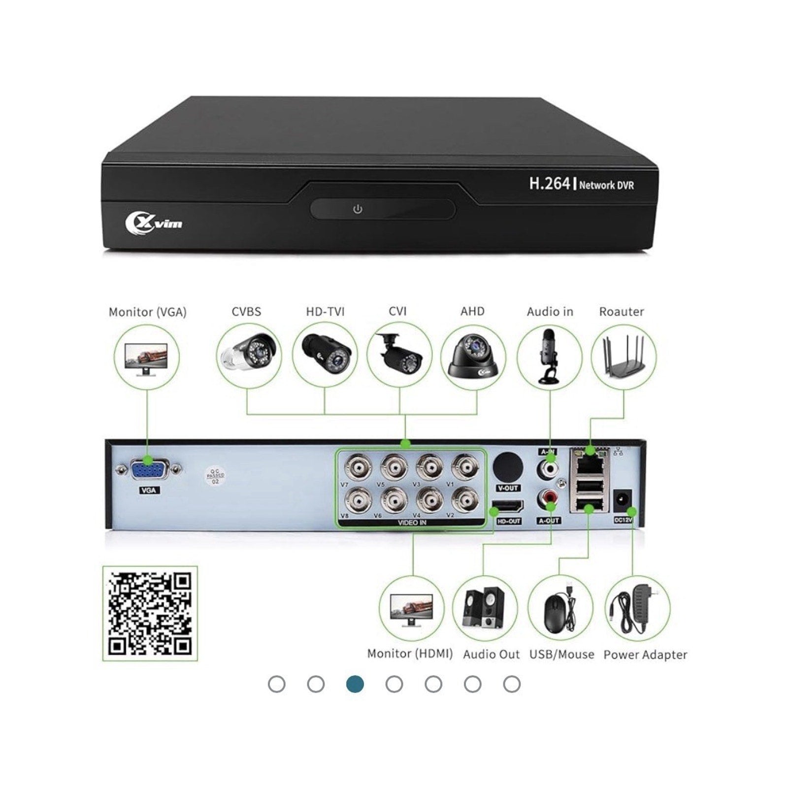 XVIM 8CH DVR H.265+ Outdoor CCTV 1080P 4 Security Camera System IR Night Vision
