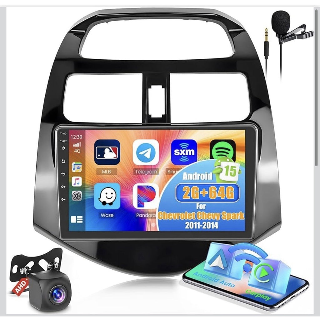 2+64G Android 15 Car Stereo for Chevy Spark 2011-2014 9’’ Wireless CarPlay