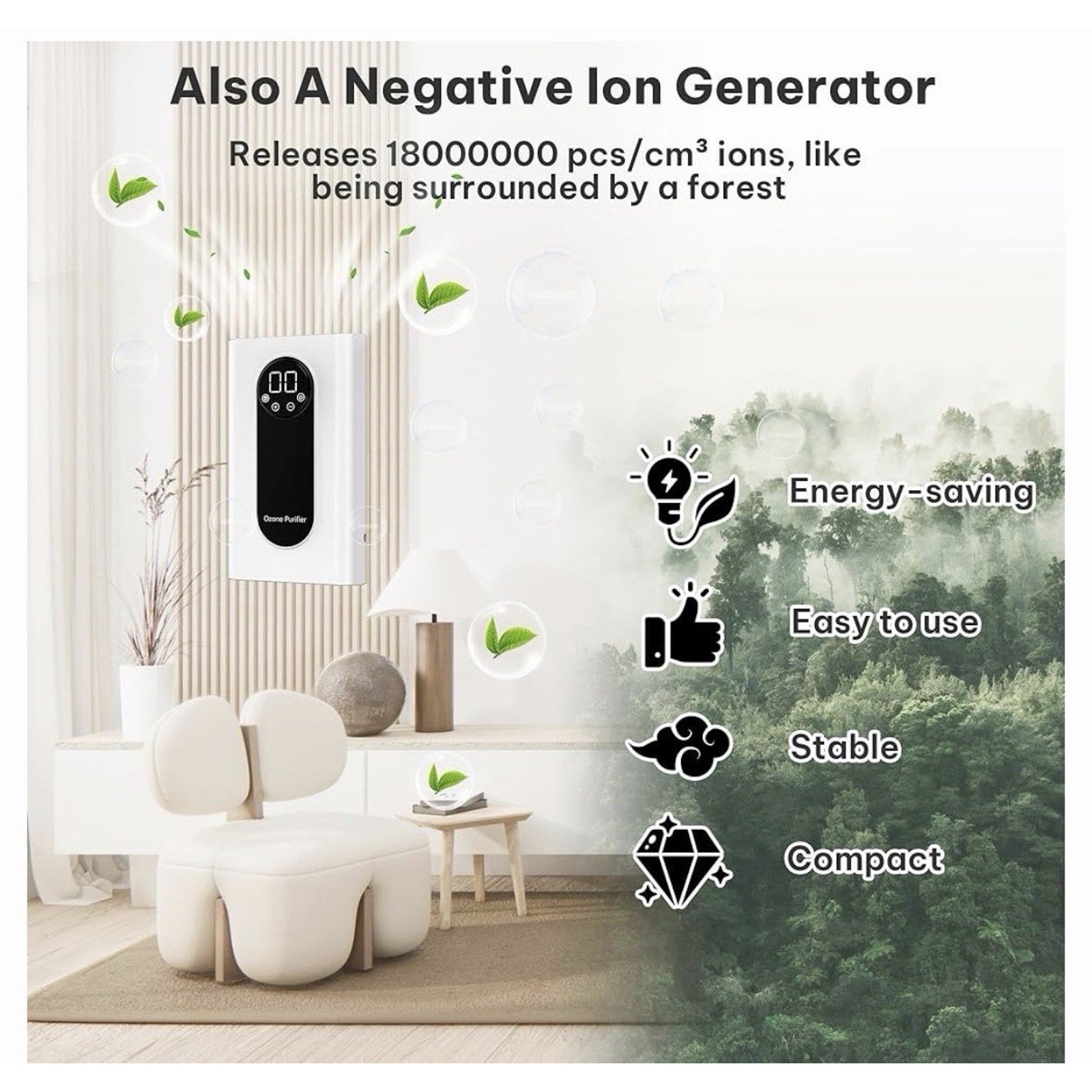 Portable Ozone Generator,1000mg/h Multipurpose Machine for White