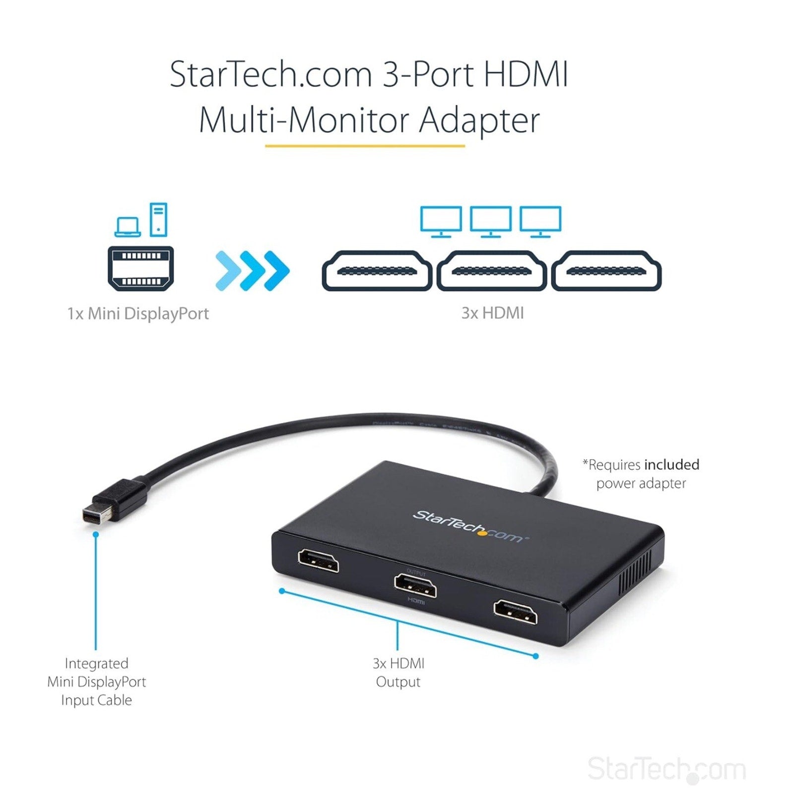 StarTech.com StarTech.com 3-Port Multi Monitor Adapter MSTCDP123HD Adapter