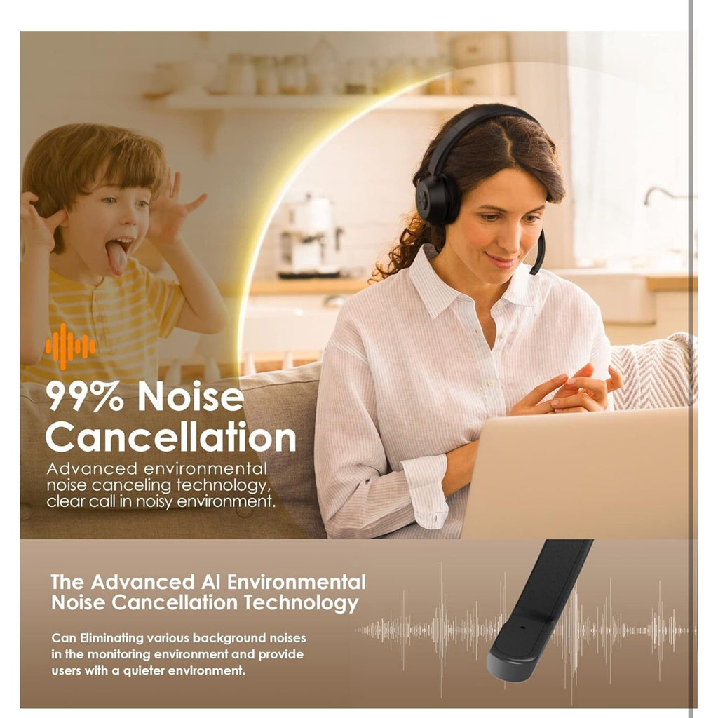 Bluetooth Headset V5.1, Wireless Headset with Noise Canceling Microphone, 40 Hrs