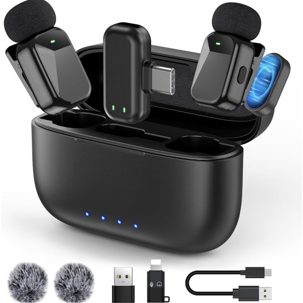 HEHOTTC Mini Wireless Lavalier Microphones for iPhone 15/16/17 & Android 2.4GHz