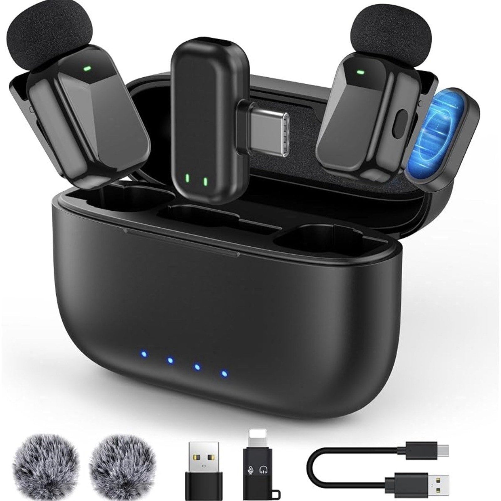 HEHOTTC Mini Wireless Lavalier Microphones for iPhone 15/16/17 & Android 2.4GHz