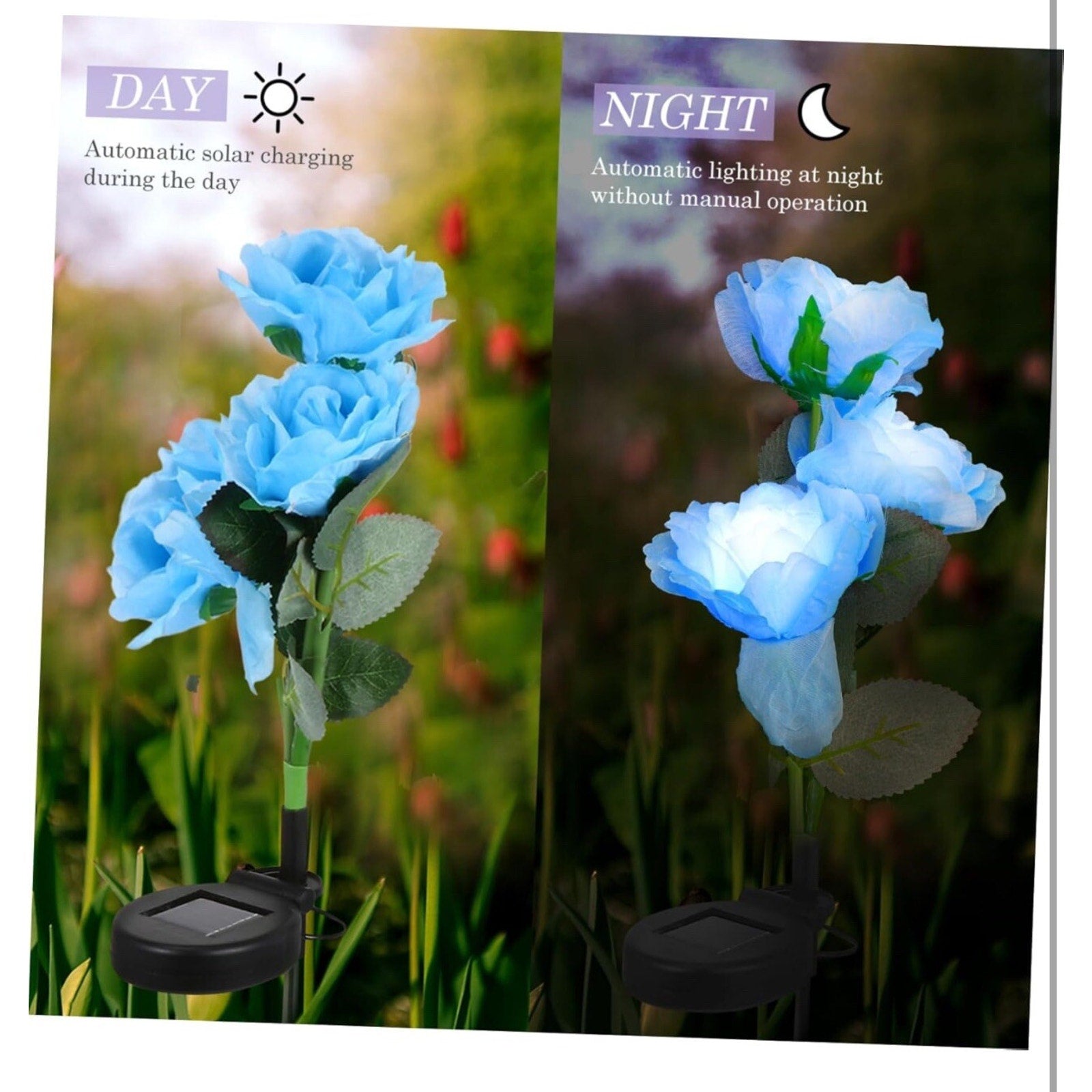 Solar Light Rose Light LED Light Lifelike Lamp Solar Flowers Lights