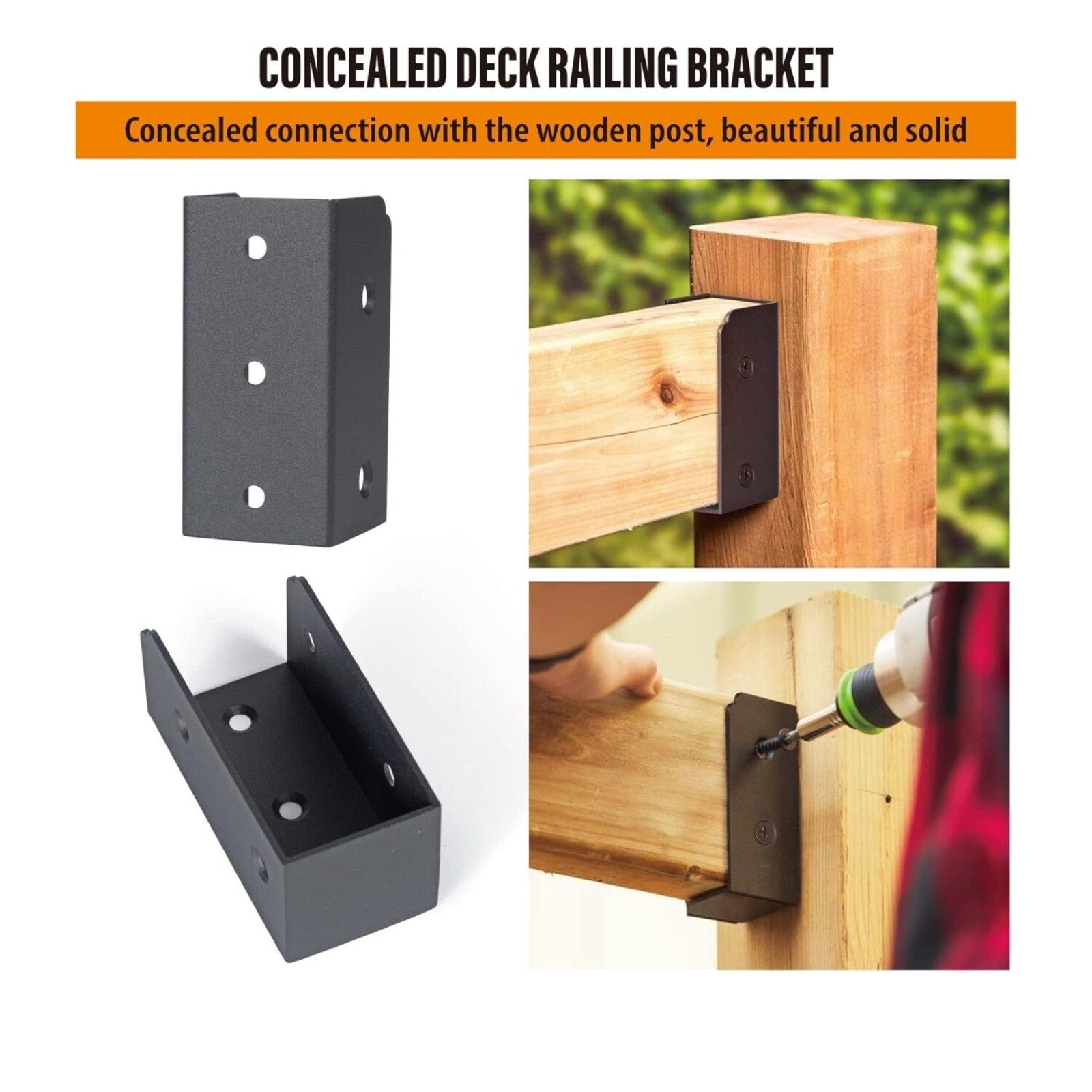 Deck Railing Connectors for 2"X4"(Actual 1.5"X3.5") Railing Wood Post 4,Parallel