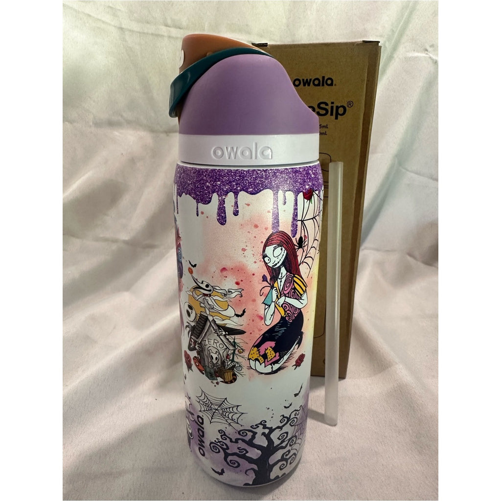 Custom Engraved Owala FreeSip Nightmare Before Christmas, Jack and Sally 32oz