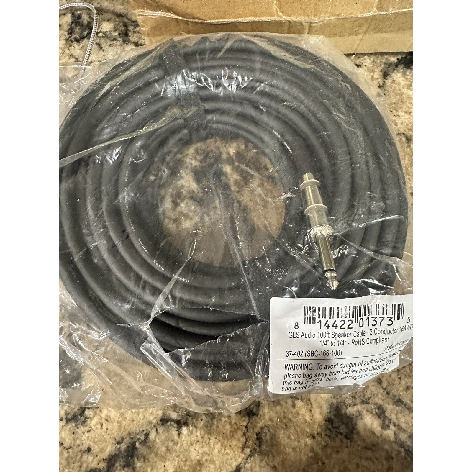 GLS 100 Ft Audio Cable 16AWG 1/4” to 1/4” Male To Male Professional Series