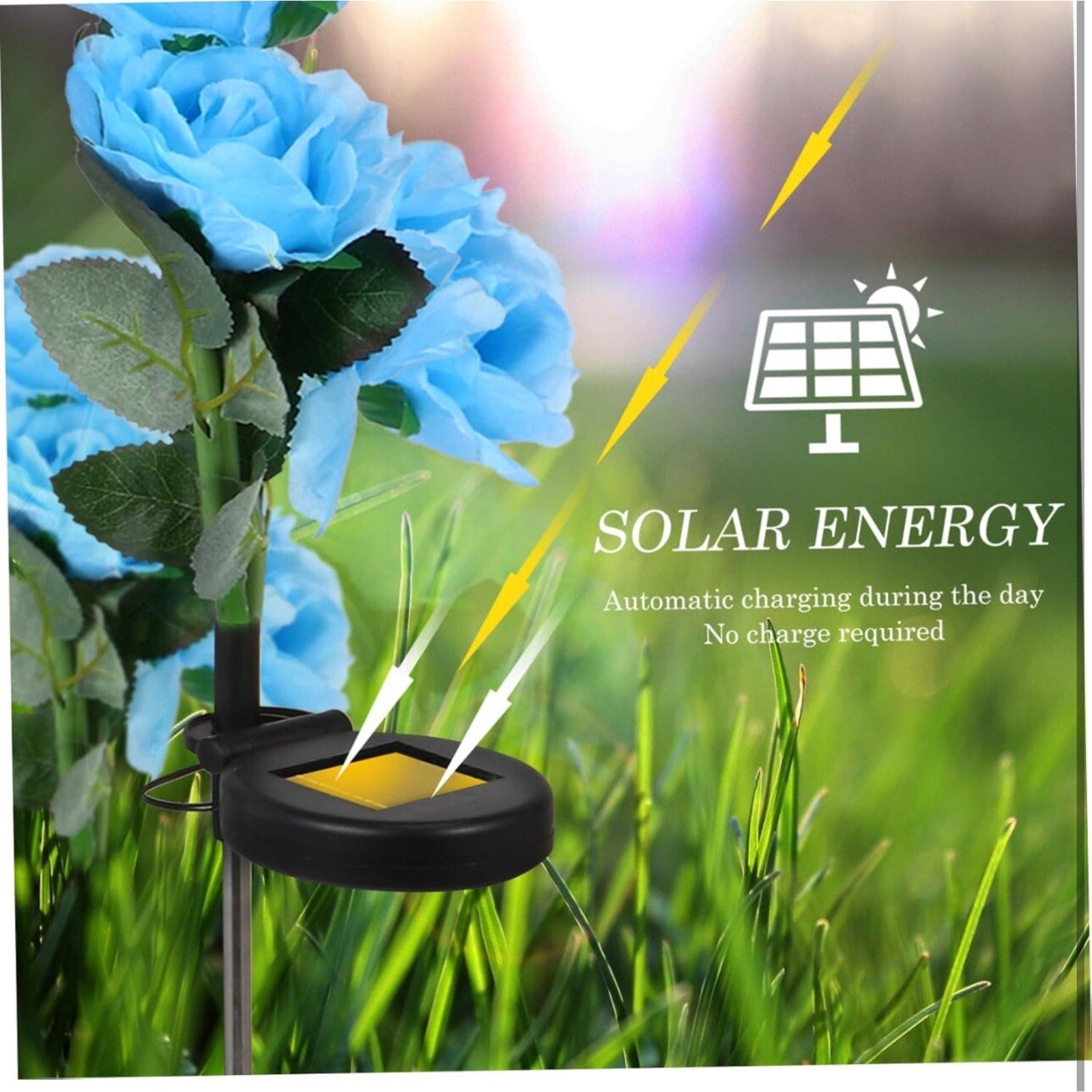 Solar Light Rose Light LED Light Lifelike Lamp Solar Flowers Lights