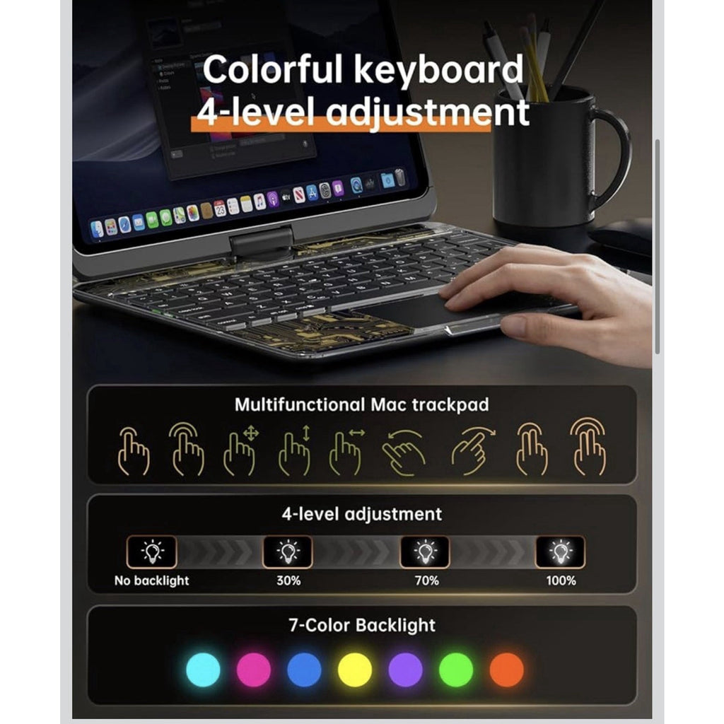 Transparent Keyboard Case for iPad Pro 13" (M5/M4, 2025/2024) Wireless Keyboard