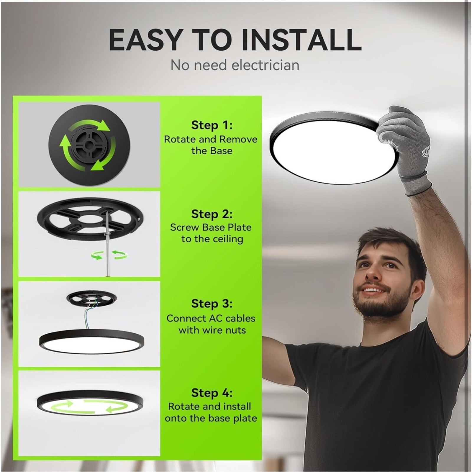 6 Pack 28W 3200Lm Flush Mount LED Ceiling Light, Super Thin 12 Inch, 5000K Black