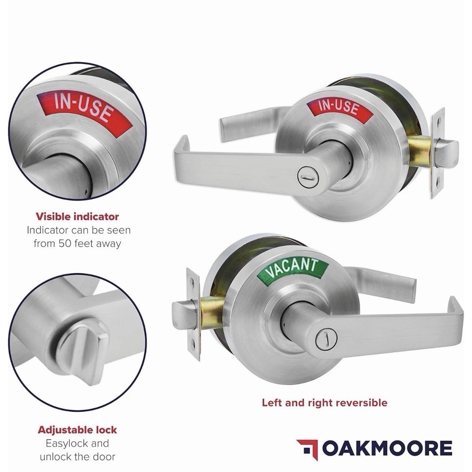 OAKMOORE Commercial Door Handle | Vacant Occupied & Commercial Restroom Lock