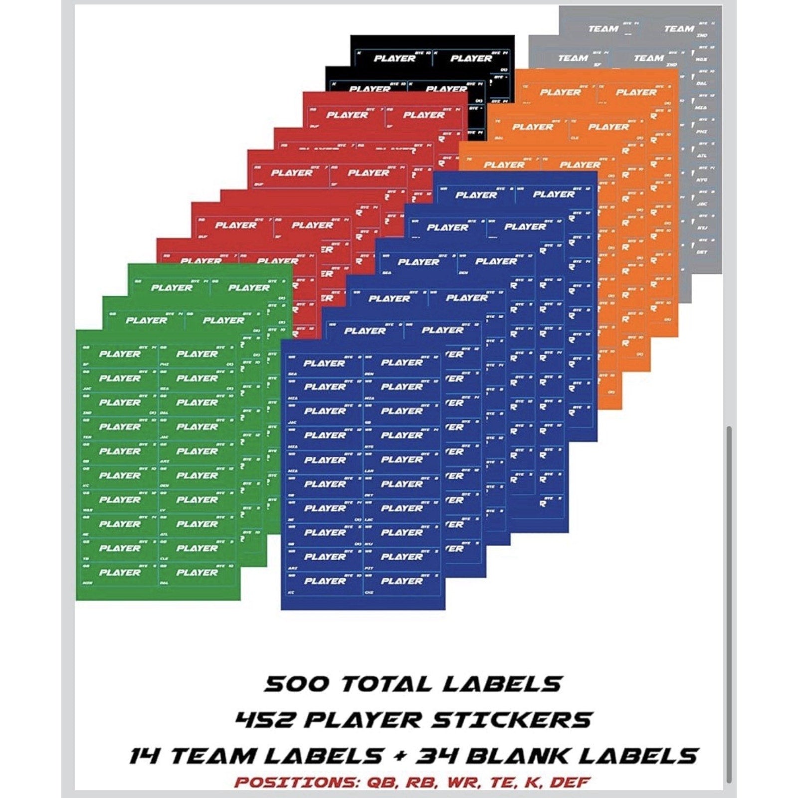 XL Fantasy Football Draft Board for the Football Season Kit